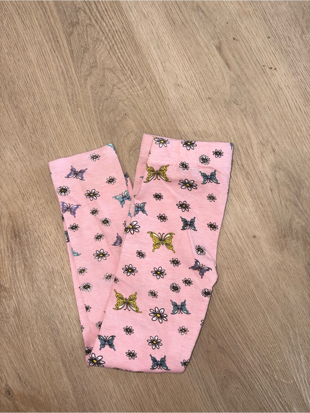 2 Cute Pink Leggings with Butterfly & Daisy Print